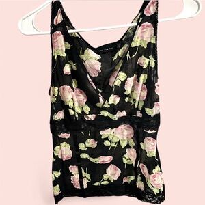 Floral Black and Pink Top by Zara